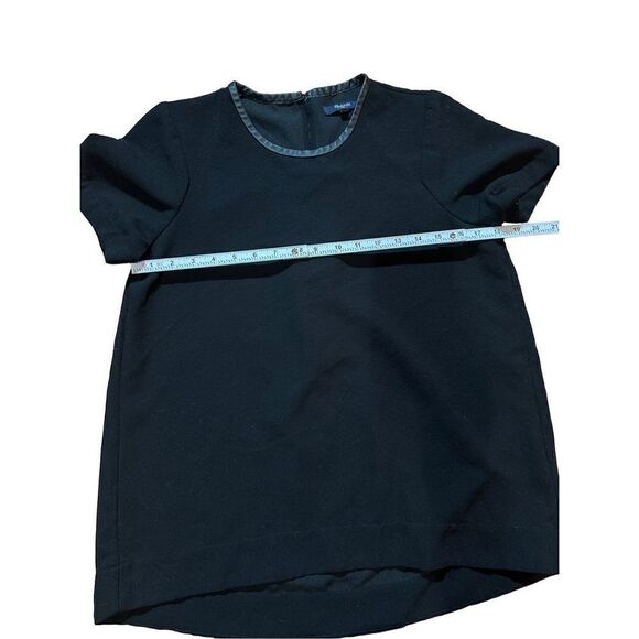 Madewell Black Leather Trim Tailored Top Sz M - Picture 8 of 10